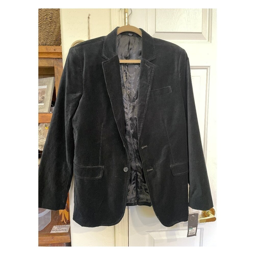 Mossimo Mens Slim Fit Velvet Blazer Jacket Ebony Black M